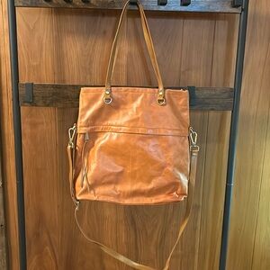 HOBO Brand Temper Fold Over  Brown Leather Crossbody Bag